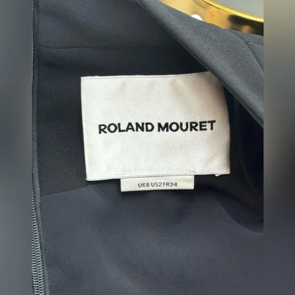 🆕 ROLAND MOURET 🧿 NWOT Belted Cady Midi Dress, Black - Sz UK 6 / US 2 - Picture 13 of 16